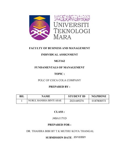 Assingment Mgt Individual Faculty Of Business And Management