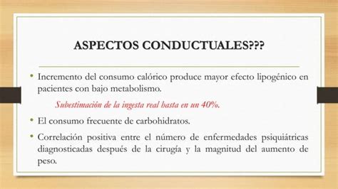 Reganancia De Peso Cirugia Bariatrica Ppt