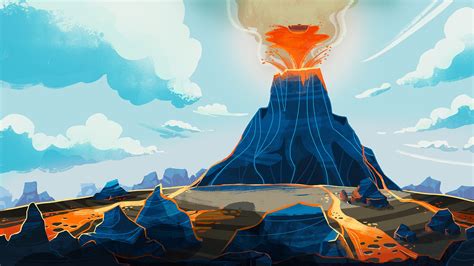 digital art, fantasy art, artwork, volcano, volcanic eruption, eruption ...