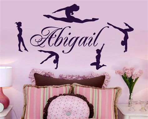 Personalized Name Gymnasts Vinyl Wall Decal Gymnastics Dance Home