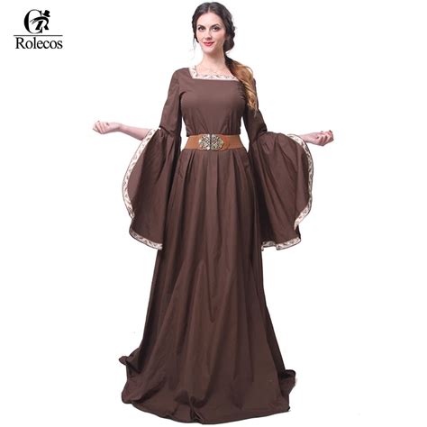 Rolecos Renaissance Victorian Medieval Maid Long Dresses Women Evening