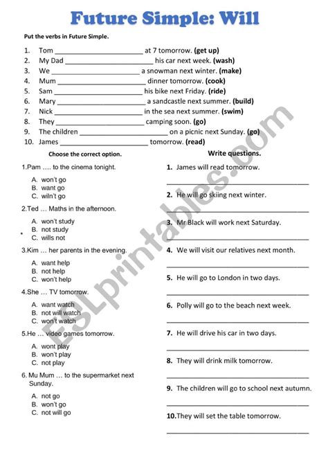 Future Simple Will Esl Worksheet By Jgomezgrisales