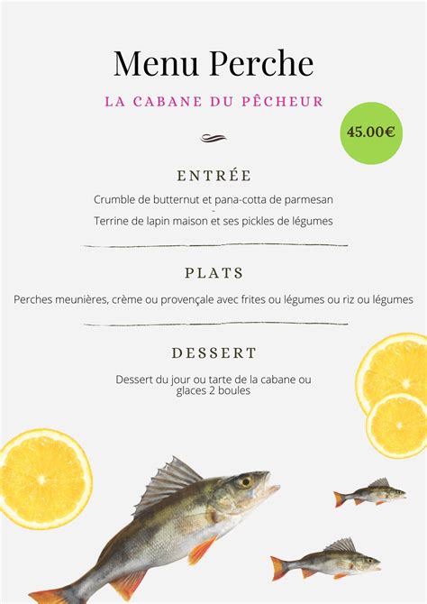 Menus La Cabane Du P Cheur