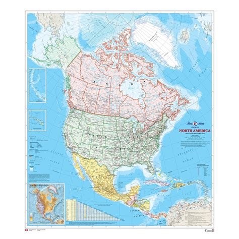 North America Wall Map - Atlas of Canada by Natural Resources Canada ...