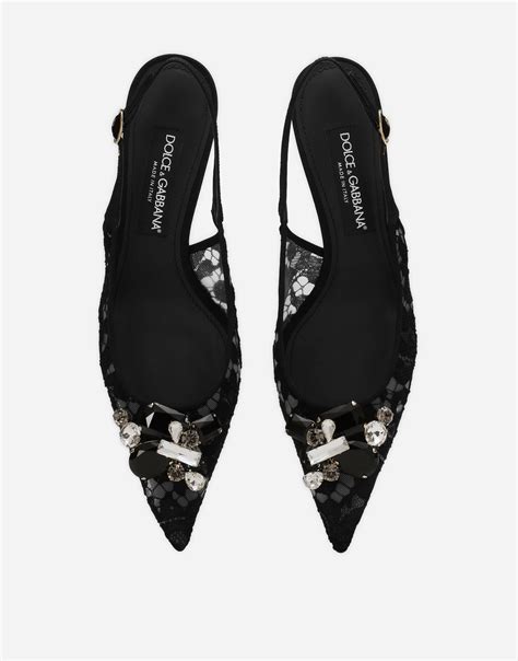 Rainbow Lace Slingbacks In Lurex Lace In Black For Women Dolce