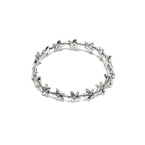 BRACCIALE ELASTICO STELLA MARINA INCISA Idee Regalo PLACCATO ARGENTO