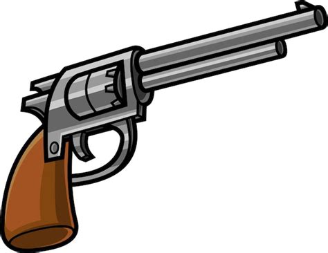 Dibujos Animados Vaquero Rev Lver Pistola Vector Dibujado A Mano