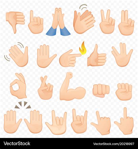 Set of cartoon hands icons and symbols emoji hand Vector Image