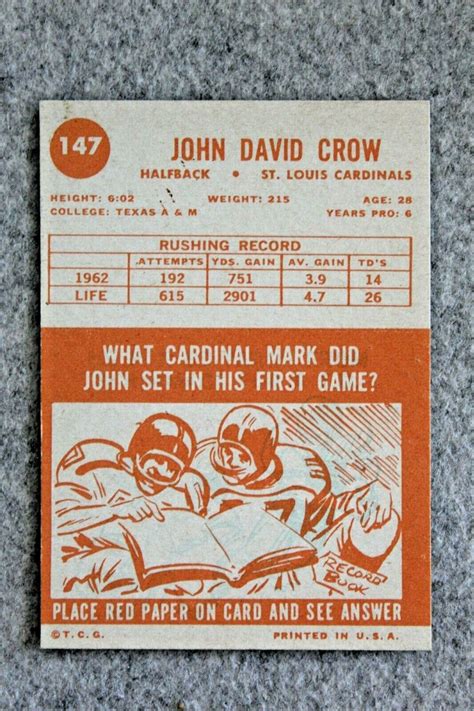 Topps John David Crow St Louis Cardinals Vintage Nfl