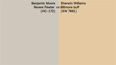 Benjamin Moore Revere Pewter Hc 172 Vs Sherwin Williams Biltmore Buff