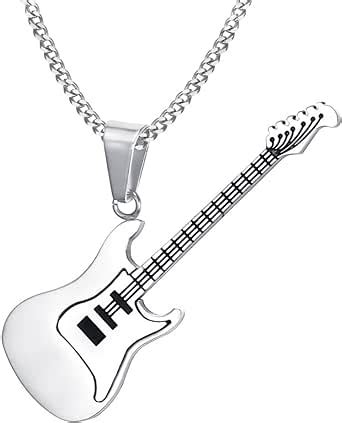 Joielavie Collier Pendentif Guitare Musique Musicien Acier Inoxydable