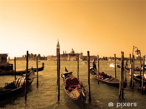 Wall Mural Gondolier Rides Gondola On The Grand Canals Of Venice At