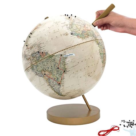 Push Pin Globe Ivory Travel Globe With Pins Custom Travel T Etsy