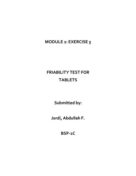 Solution Detailed Question Answer Friability Test For Tablets Studypool