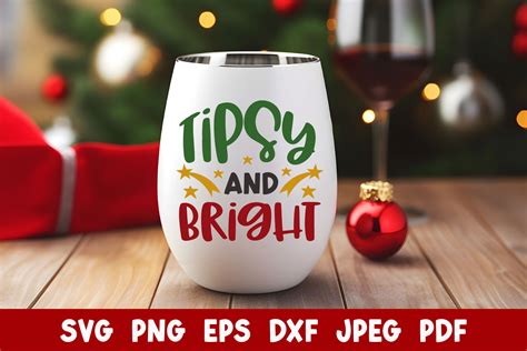 Tipsy And Bright Funny Christmas Wine Graphic By Shinegreenart