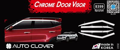 Chrome Silver Window Visor Sun Rain Vent 6P B399 Silver For KIA Seltos