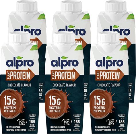 Alpro Soya High Protein Chocolate Drink 100 Plant Based Lactose And Dairy Free 250ml 6x250ml