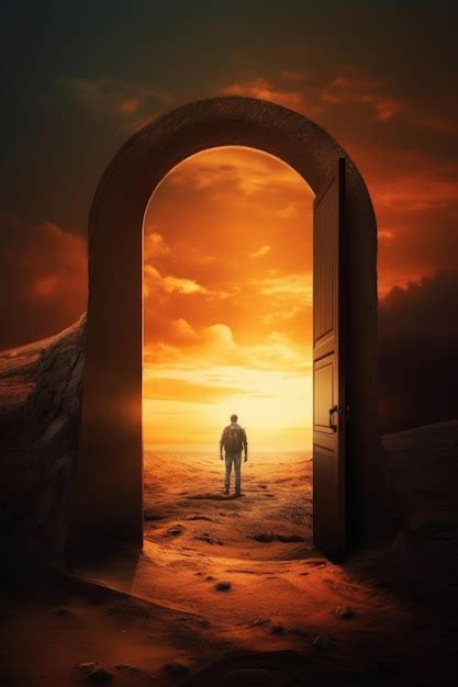 Premium Photo A Man Stands In Front Of A Door That Says The Door To