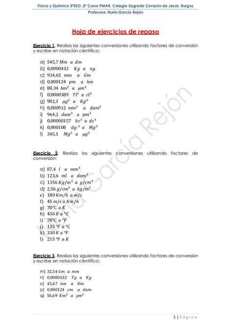 Calaméo Hoja De Ejercicios De Conversión De Unidades