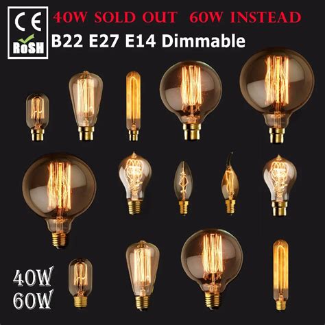 Dimmable E E B W W Vintage Antique Retro Style Lighting