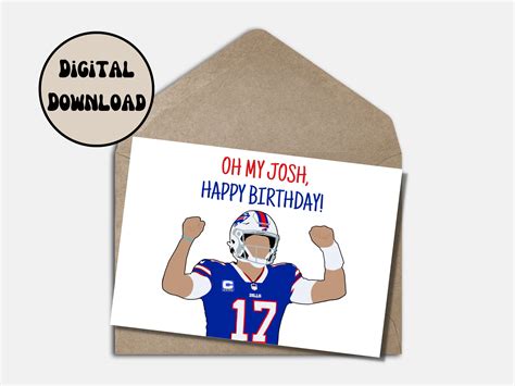 Josh Allen Birthday Card Greeting Card for Buffalo Bills Fan - Etsy