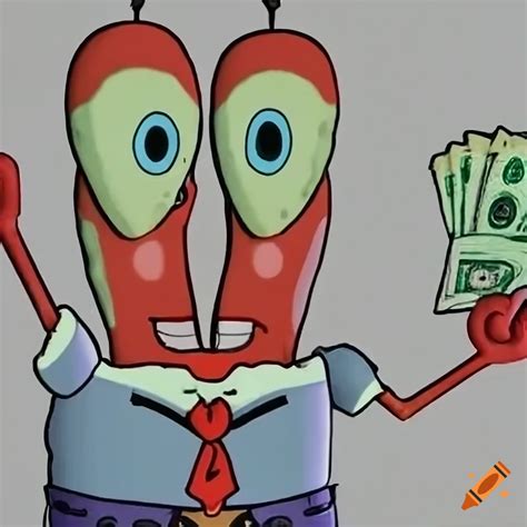 Realistic Mr Krabs Holding Us Dollar Bills On Craiyon