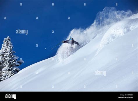 Man deep powder skiing hi-res stock photography and images - Alamy