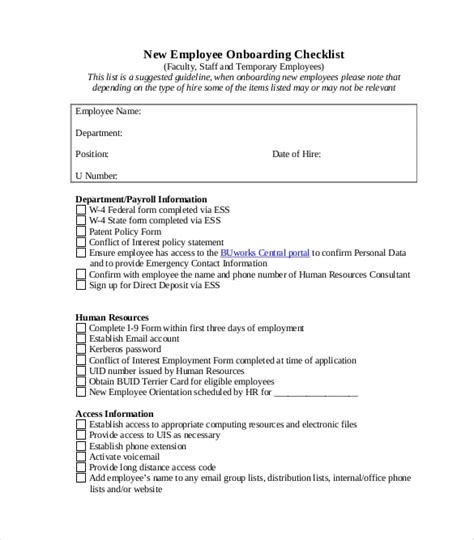 Free Onboarding Checklist Templates In Ms Word Excel Pdf