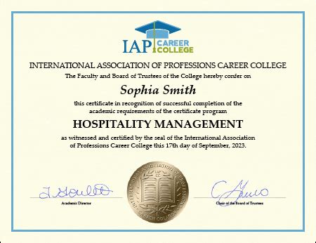 Hospitality Management Certificate Course Online