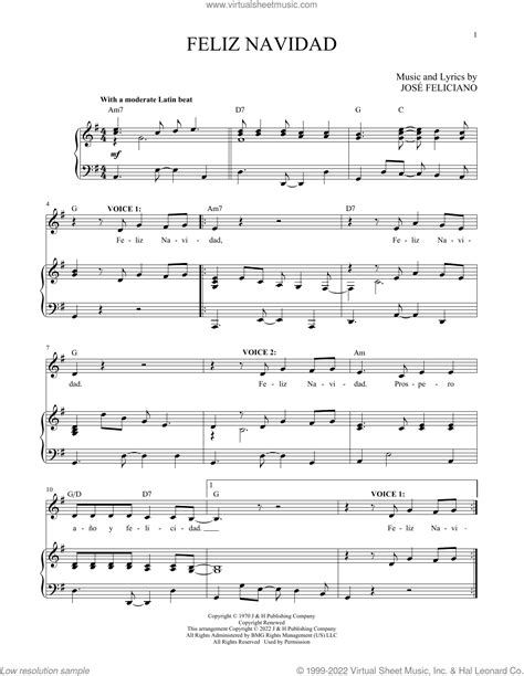 Feliz Navidad Sheet Music For Two Voices And Piano Pdf