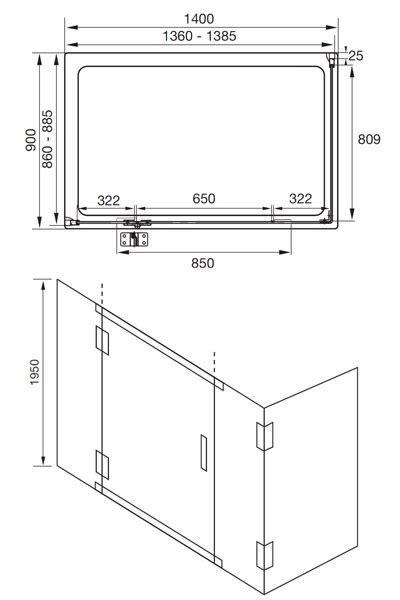 Aquadart Inline 2 Sided Hinged Door Shower Enclosure