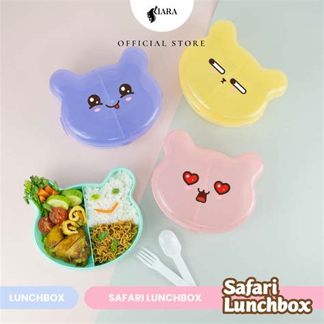 Jual CJP Kiara Safari Lunch Box Kotak Makan Sekat 2 Minimalis Lock