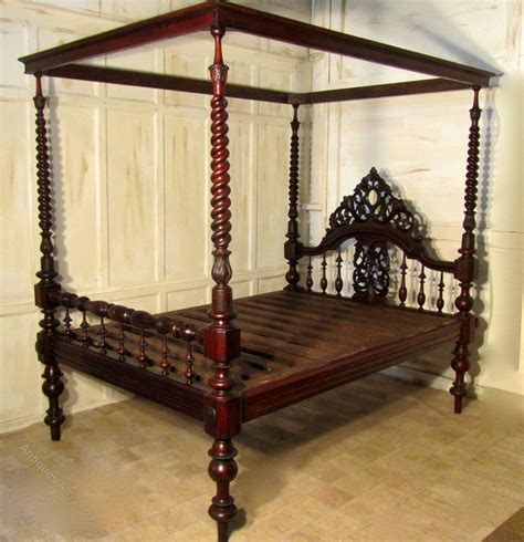 Colonial Style Carved Mahogany 4 Poster Double Bed Antiques Atlas