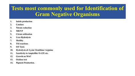 Biochemical Tests For Bacterial Identification Ppt