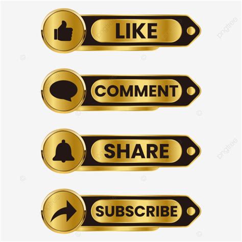 Transparent Youtube Golden Like Comment Share And Subscribe Button Text