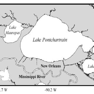 Map of study area, Lake Pontchartrain, LA USA. | Download Scientific Diagram