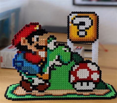 Super Mario World Diorama Made Of Ironing Beads Perler Etsyde Hama Beads 3d Fuse Beads