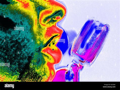 Singer with microphone Stock Photo - Alamy