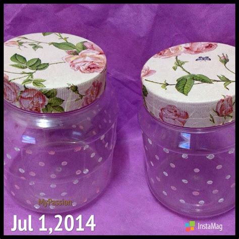 Decoupage On Plastic Container With Poldots Here There Potes