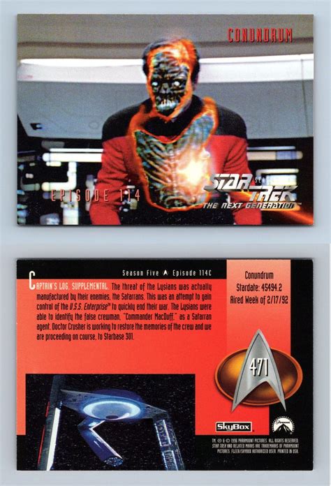 Conundrum 471 Star Trek Next Generation Season 5 Skybox 1996 Card