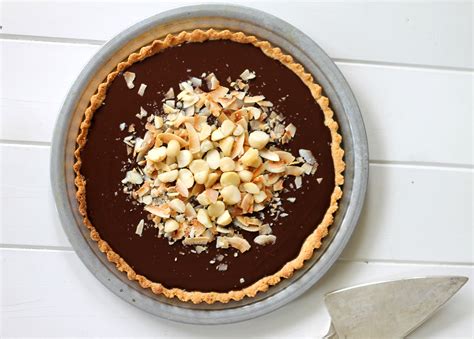 Dark Chocolate Coconut And Macadamia Nut Tart