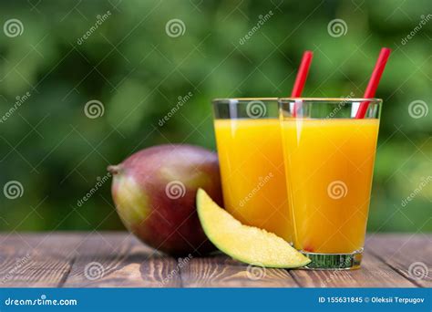 Mango Juice In Glasses Stock Image Image Of Healthy 155631845