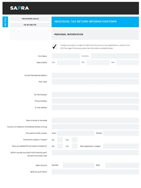 Fillable Online Individual Tax Return Information Form Fax Email Print