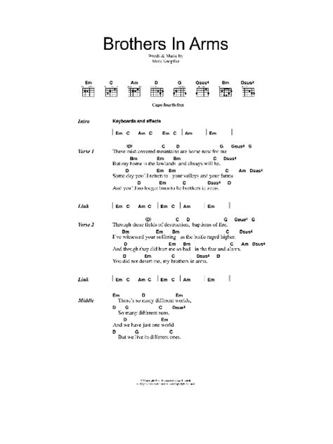 Brothers In Arms by Dire Straits - Guitar Chords/Lyrics - Guitar Instructor