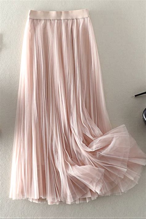 Jupe Plisse Tulle Rose Poudr E Ref Ju Jupe Femme Longue