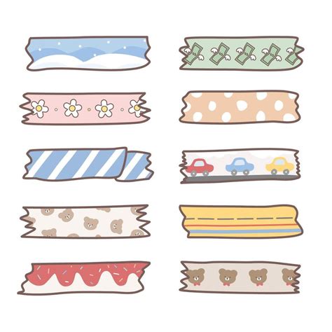 Set Of Hand Drawn Washi Tapes 47805162 Vector Art At Vecteezy