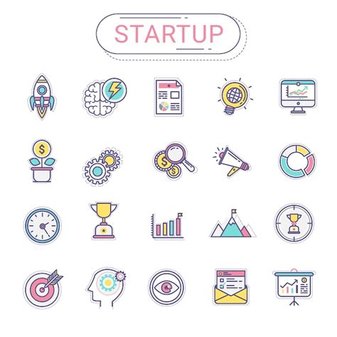 Premium Vector Startup Icons Set