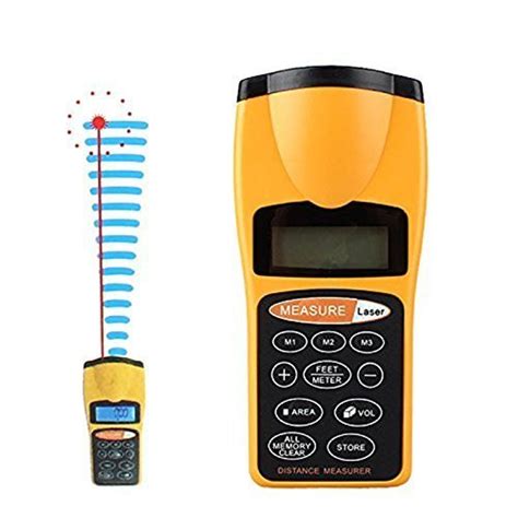 Kinzilla Ultrasonic Distance Measure Meter Laser Pointer Ft Mt