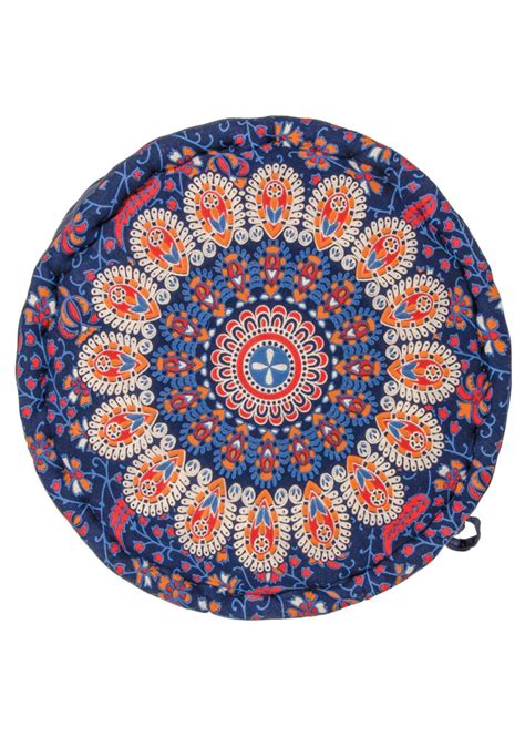 Navy Peacock Floor Cushion Pouffe Wildwood Bude Cornwall