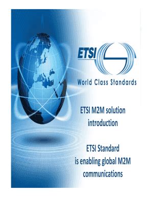 Fillable Online Etsi ETSI M2M Solution Introduction ETSI Standard Is